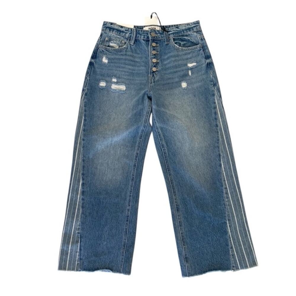 Mica Denim Super High Wide Crop Button Fly Jeans - Size 28 - NWT